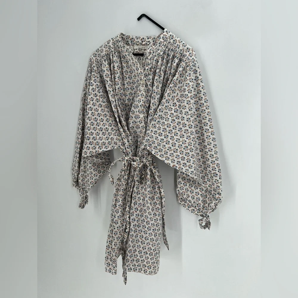 Doen Opal Belted Mini Dress In Blue Floral Meadow - Picture 3 of 10